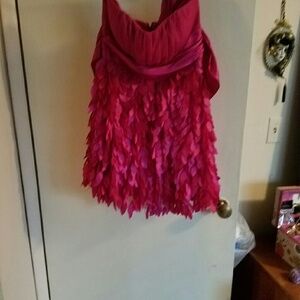 Pink strapless mini dress